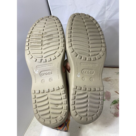 Crocs Womens tan brown Rubber Sandals Slip On Wedge Slides Shoes Sz 10 - Picture 6 of 7